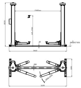 Двухстоечный подъемник ДАРЗ П1-01МН