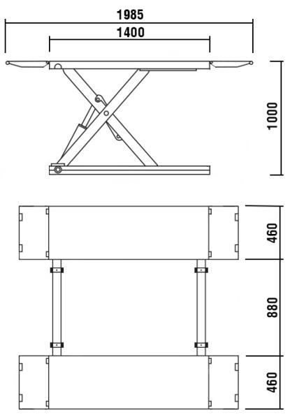 KraftWell KRW3TN Подъёмник ножничный короткий шиномонтажный г/п 3000 кг.
