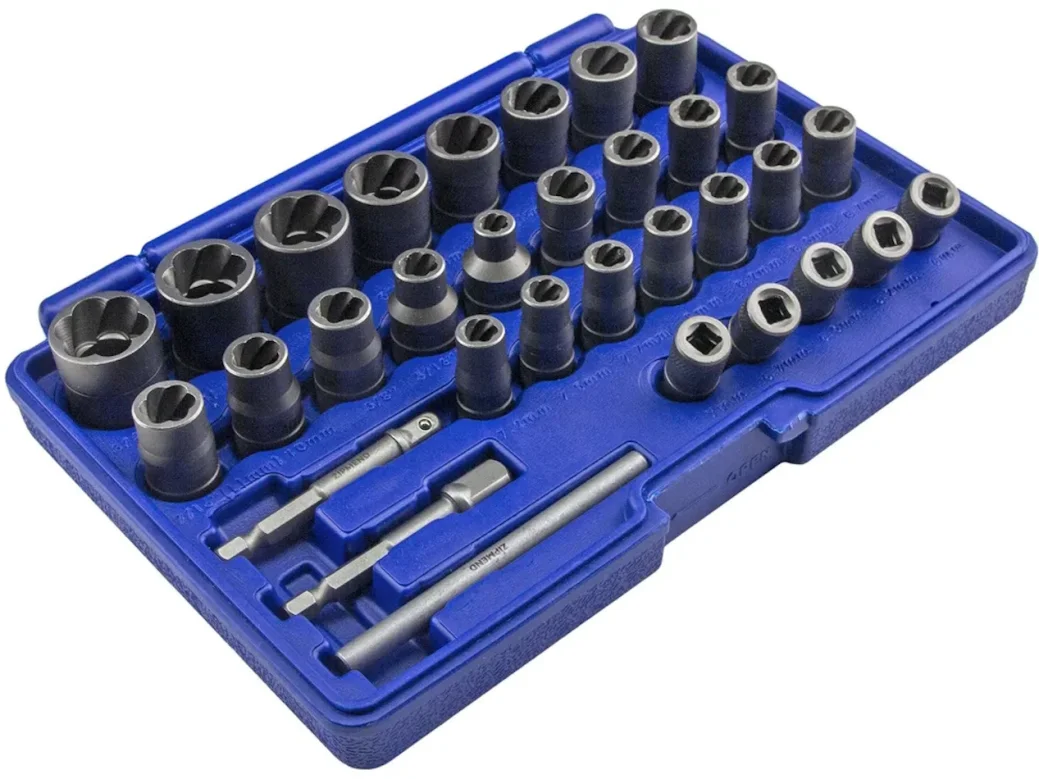 Набор головок экстракторов для поврежденного болтов и гаек 6–19мм, 32 предмета