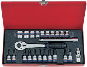 Набор торцевых головок с принадлежностями 3/8", двенадцатигранные, 6-22 мм 24 предмета KING TONY 3024MR