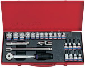 Набор торцевых головок с принадлежностями 1/2", шестигранные, 10-32 мм, 24 предмета KING TONY 4322MR